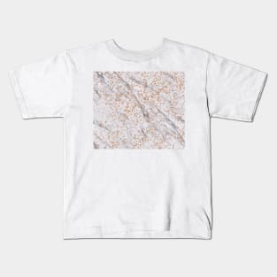 Rose gold diamond confetti on marble Kids T-Shirt